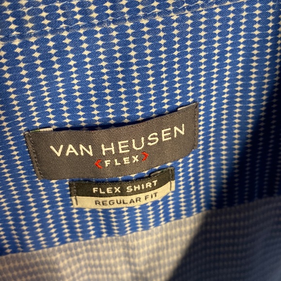 Van Heusen flex men’s dress shirt long sleeve button down blue white 17.5 32 33 - Picture 5 of 8